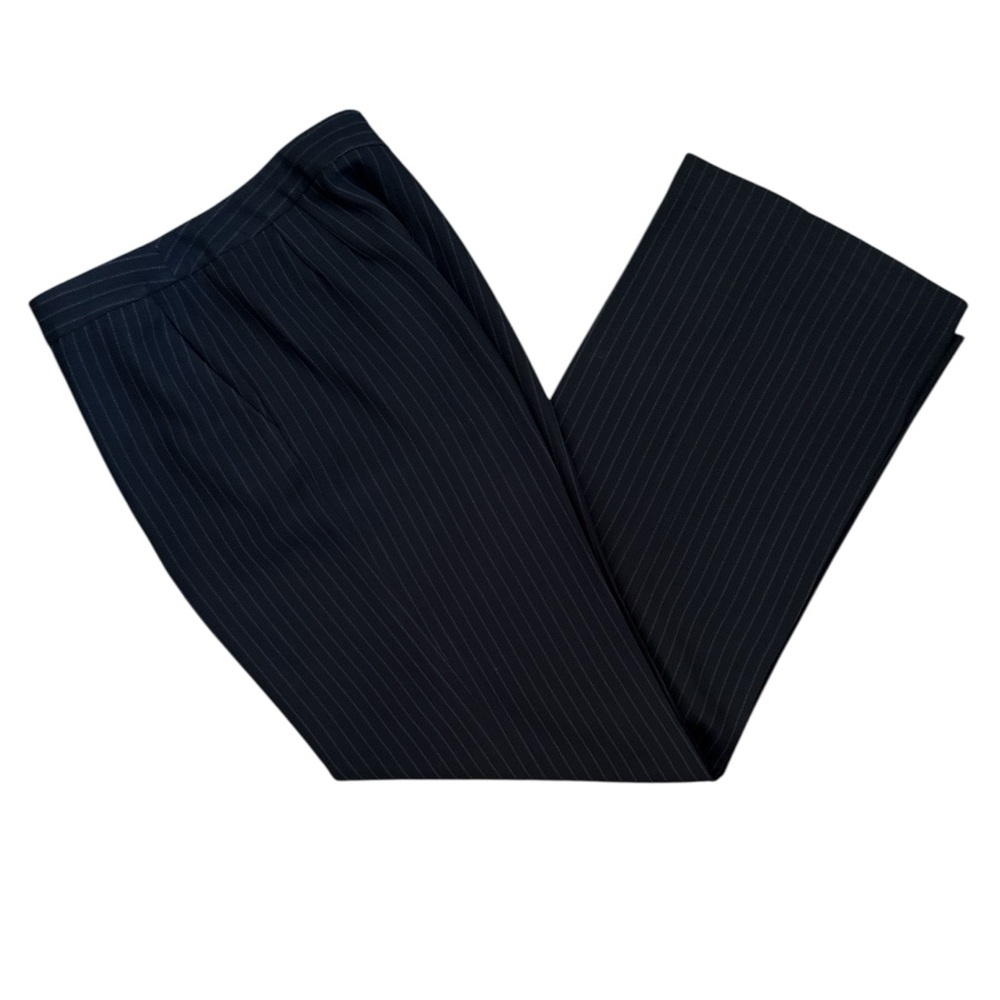 LOFT Womens Laura Black Pinstripe Trousers Size 10
